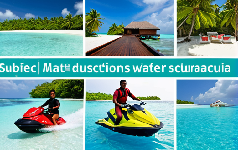 **
A collage showcasing the life of a water sports instructor in the Maldives. Include smaller images of the instructor: training someone in scuba diving, riding a jet ski, enjoying provided accommodation, and interacting with fellow resort staff. The overall tone should be aspirational and highlight the perks of the job, such as free housing, food, and healthcare benefits.