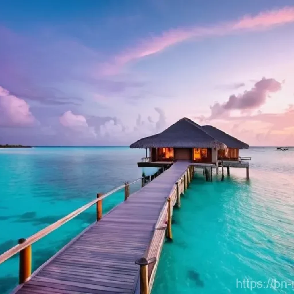 몰디브 관광수익 활용법 - **A Serene Maldivian Overwater Bungalow Retreat:**
    A high-definition, photorealistic image captu...