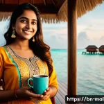 몰디브 호텔 스위트룸 - **Prompt:** A beautiful Bengali woman in her early 20s wearing a modest, colorful salwar kameez stan...